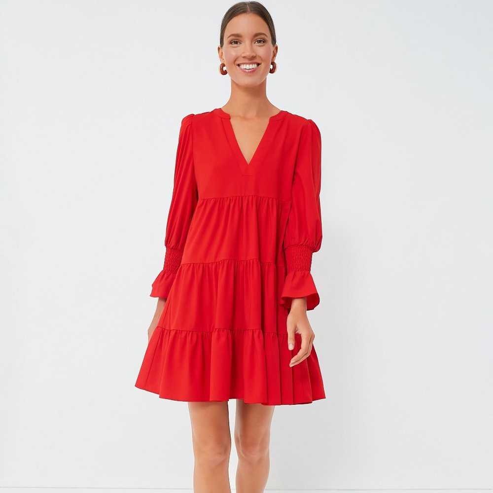 POMANDER PLACE- Red Crepe Kenzo Dress (Large)